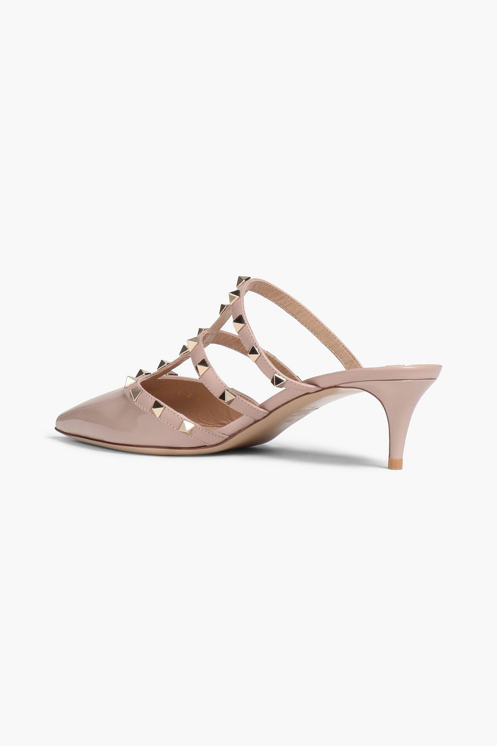 VALENTINO GARAVANI Rockstud smooth and patent-leather mules