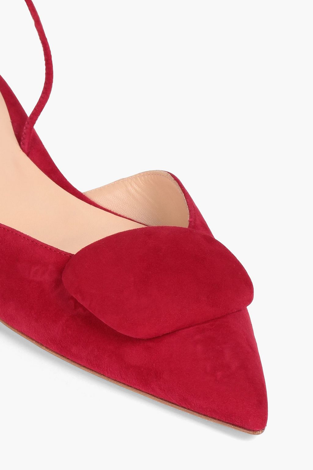 RUPERT SANDERSON Sabine embellished suede slingback point-toe flats