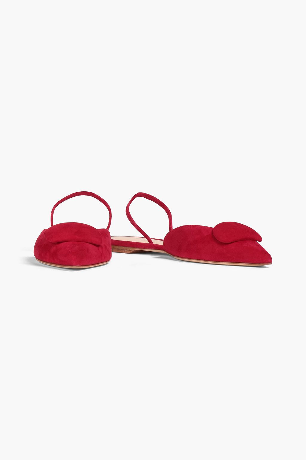 RUPERT SANDERSON Sabine embellished suede slingback point-toe flats