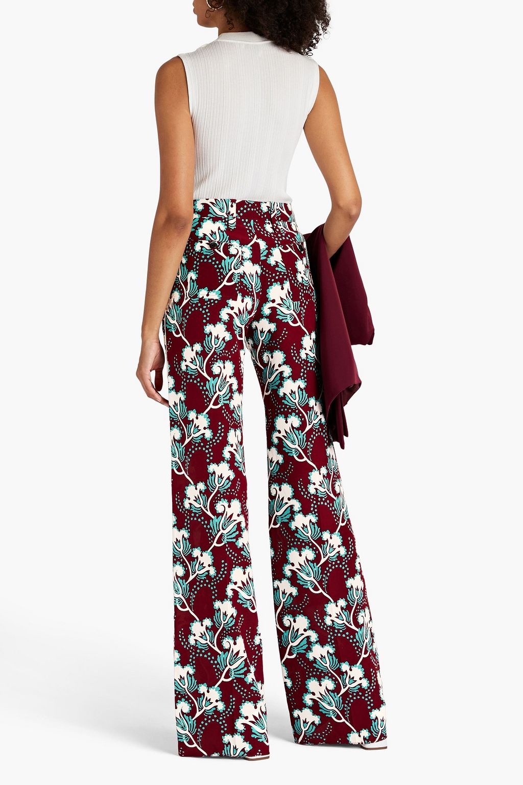 VALENTINO GARAVANI Hose mit weitem Bein aus Crêpe de Chine aus Seide mit floralem Print