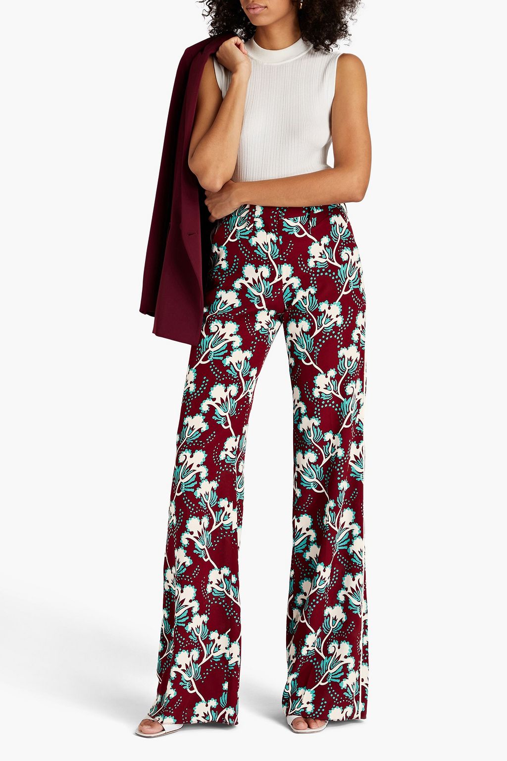 VALENTINO GARAVANI Hose mit weitem Bein aus Crêpe de Chine aus Seide mit floralem Print