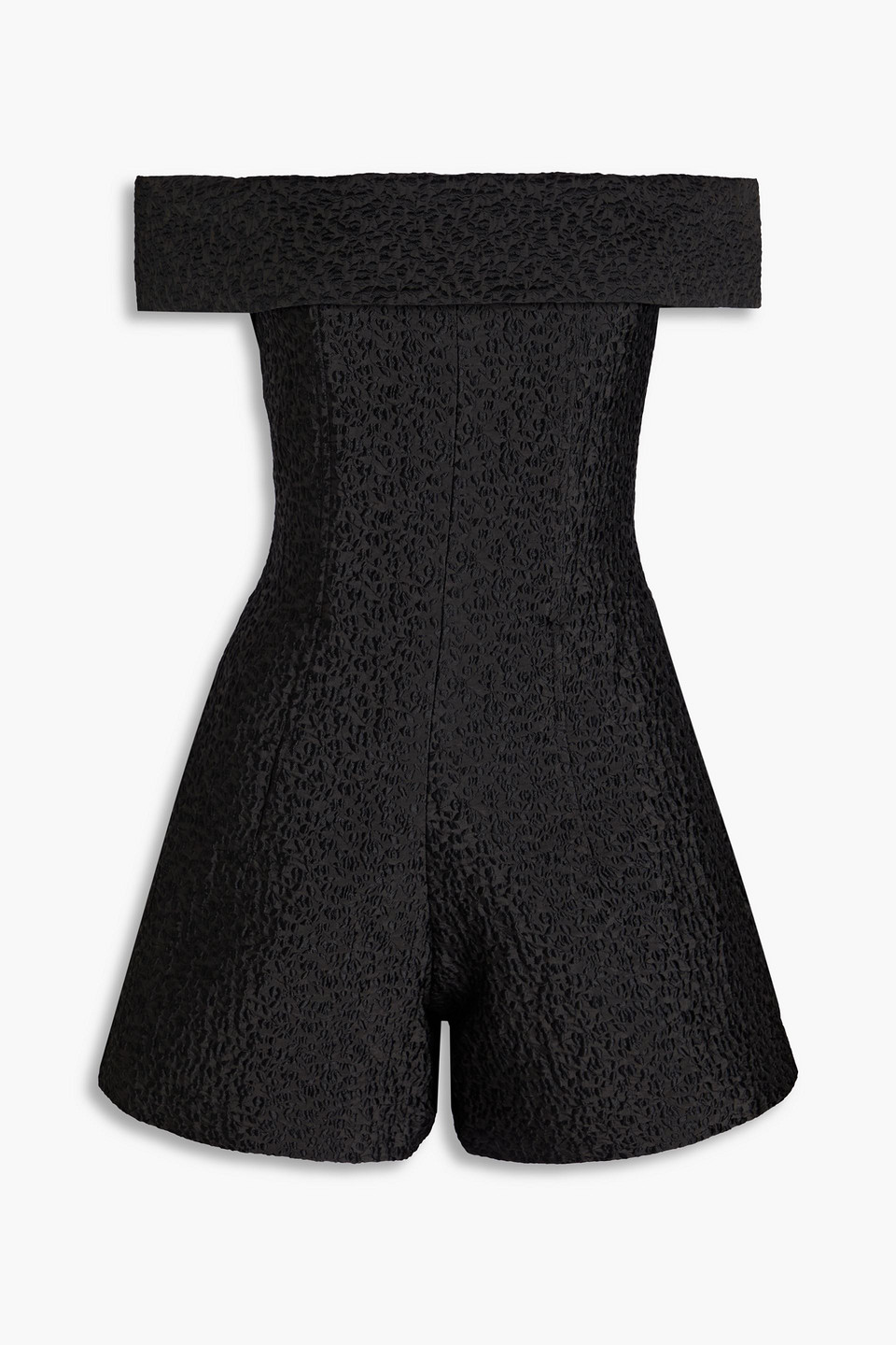 Simkhai Off-the-shoulder Brocade Playsuit In Black