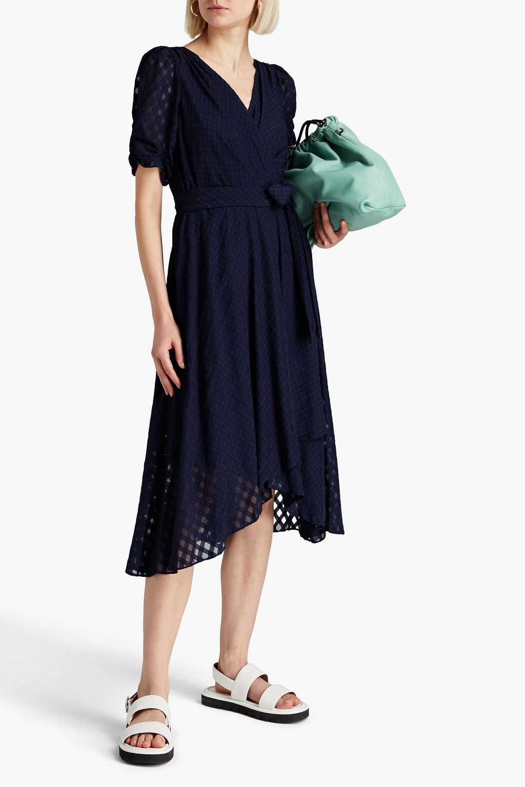 DKNY Wrap-effect jacquard midi dress