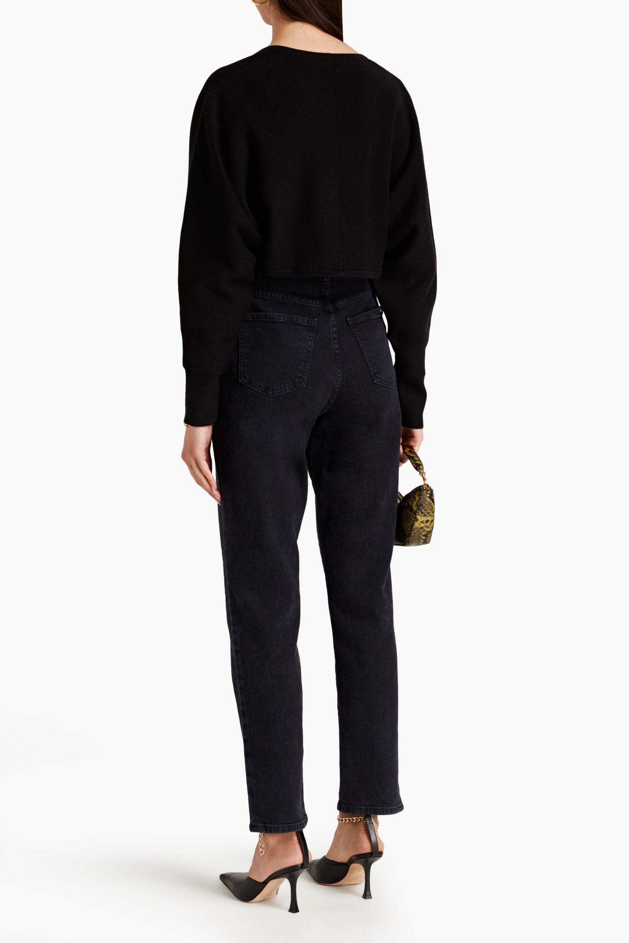 SIMKHAI Trevor crystal-embellished high-rise straight-leg jeans