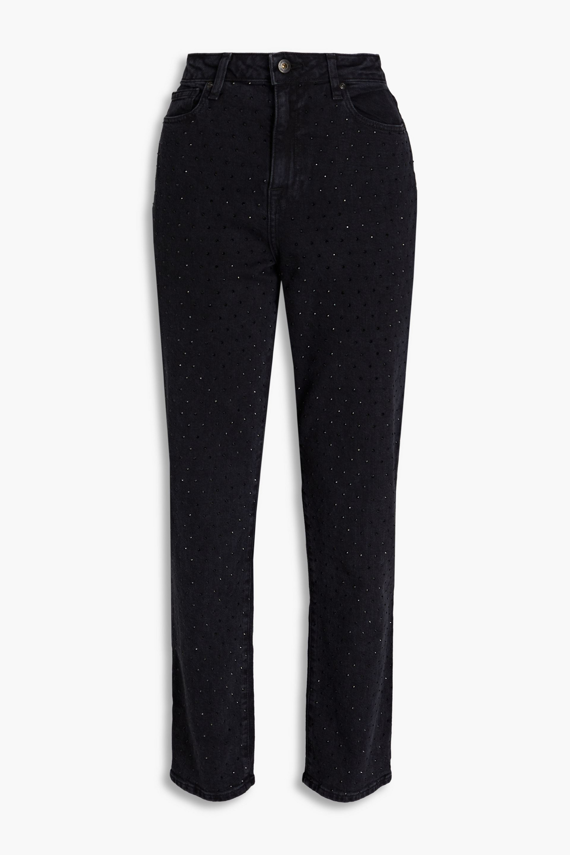 SIMKHAI Trevor crystal-embellished high-rise straight-leg jeans