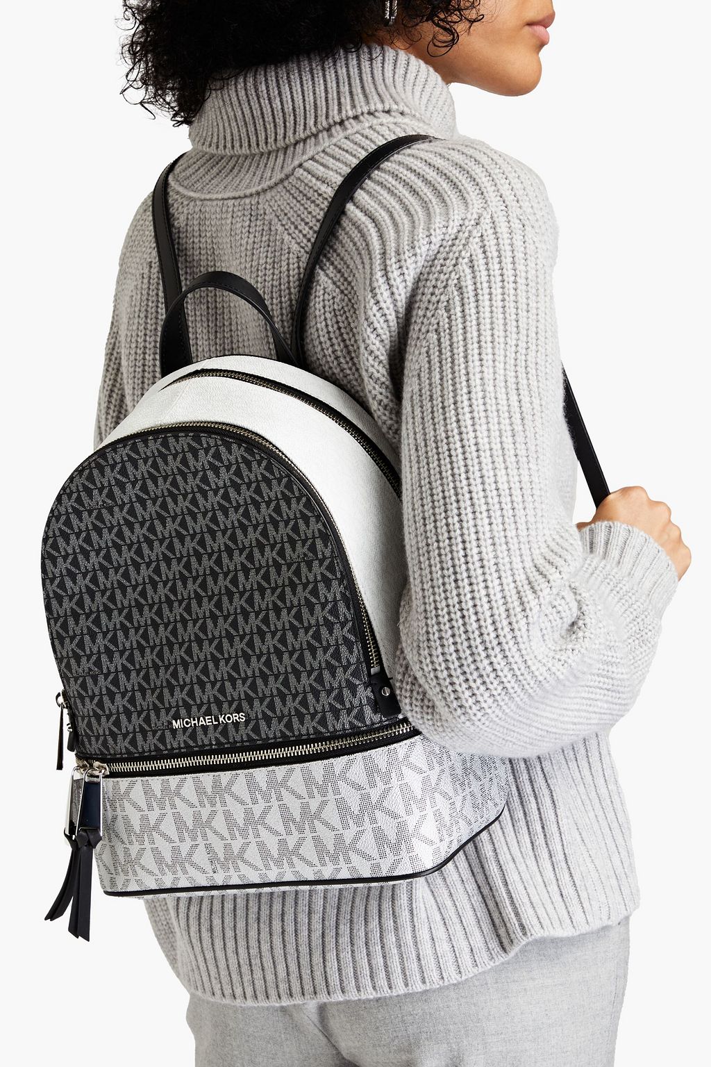 MICHAEL MICHAEL KORS Metallic logo-print faux textured-leather backpack