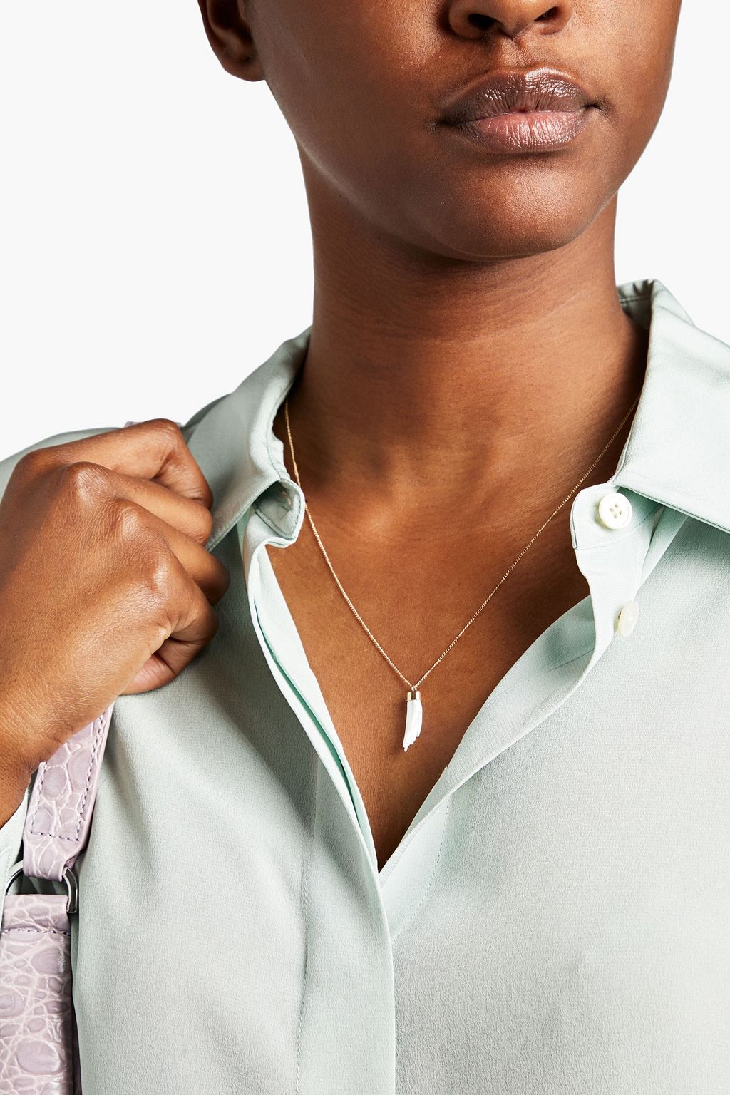 MELISSA JOY MANNING Kette aus 14 KT. Gold mit Perlmutt
