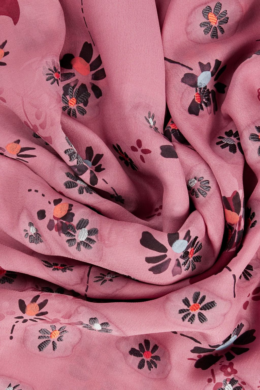 VALENTINO GARAVANI Floral-print fil coupé silk-blend scarf