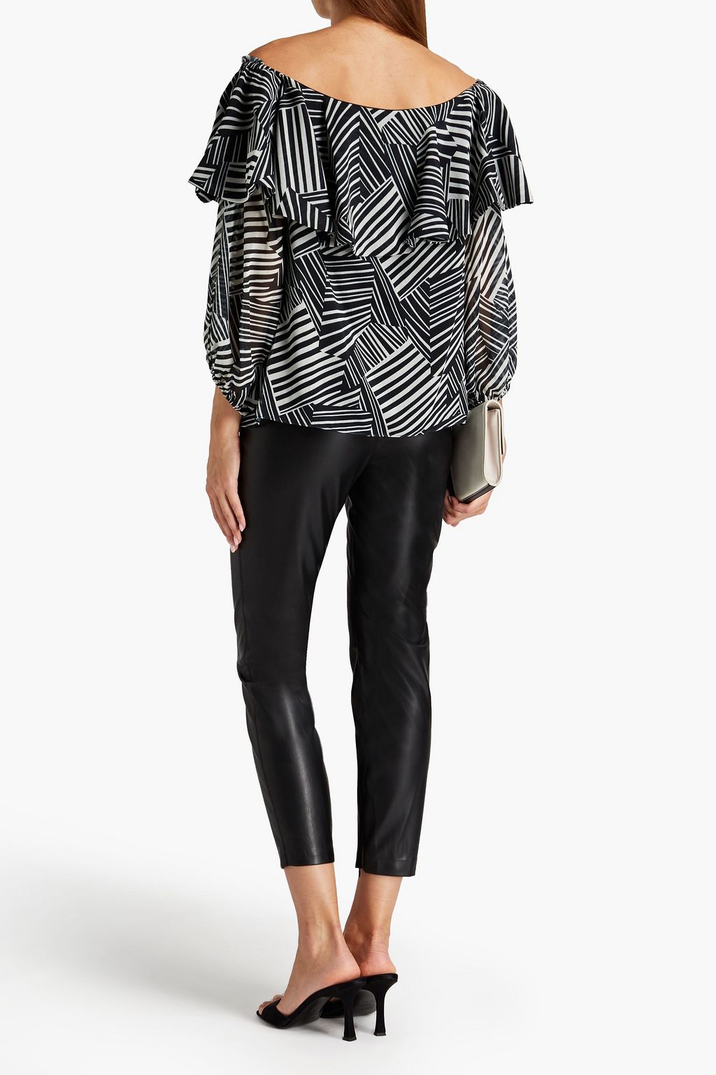 SACHIN & BABI Valentina off-the-shoulder printed crepon top