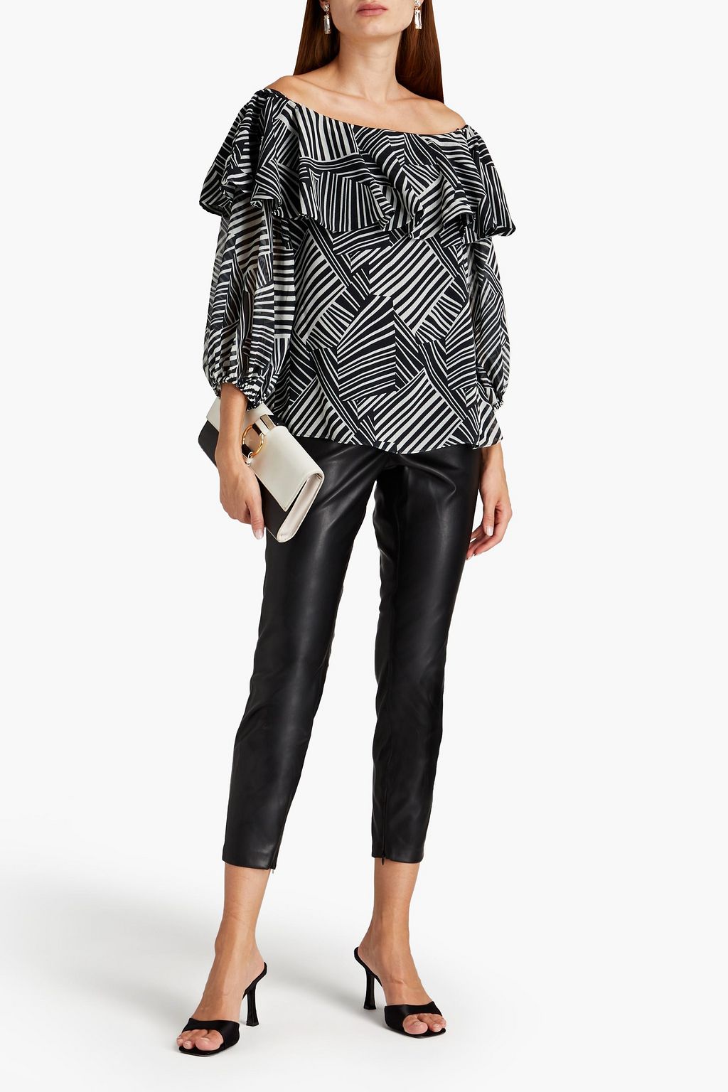 SACHIN & BABI Valentina off-the-shoulder printed crepon top