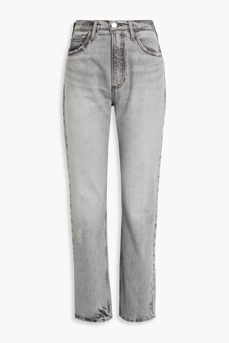 Frame High N Tight High-rise Straight-leg Jeans In Light Gray