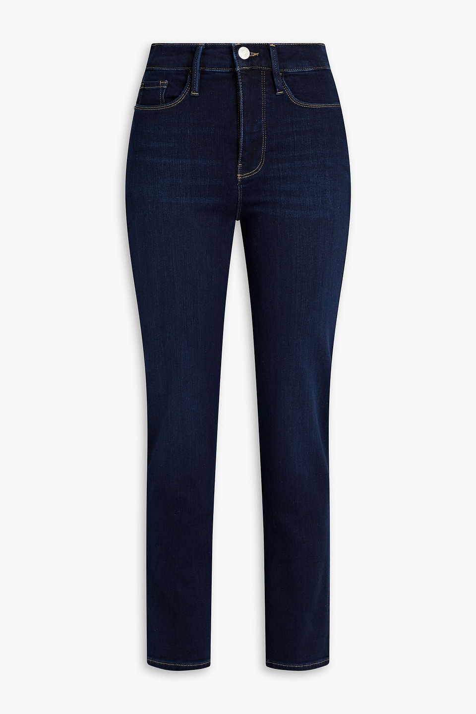 Frame Le Sylvie Mid-rise Slim-leg Jeans In Dark Denim