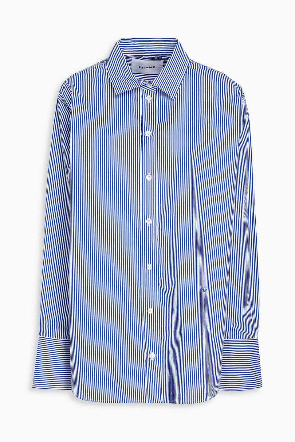 Frame Striped Cotton-poplin Shirt In Blue