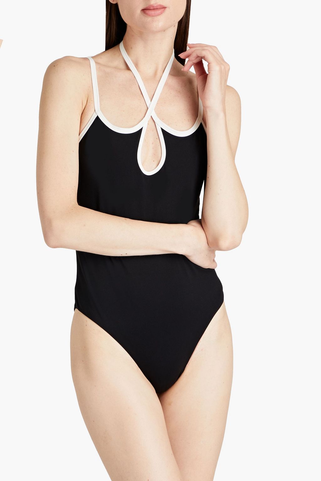 SIMKHAI Alayna two-tone halterneck swimsuit