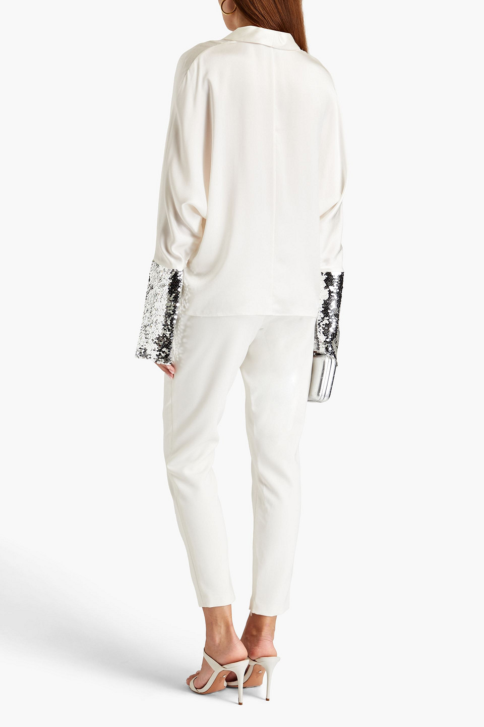 SACHIN & BABI LARISA CROPPED CREPE SLIM-LEG PANTS