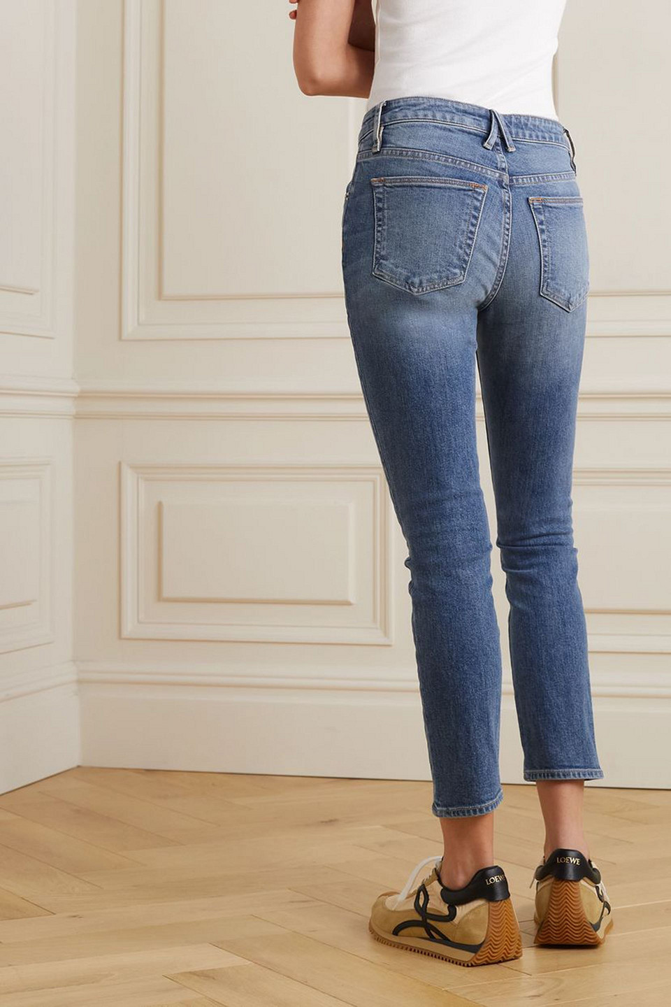 Slvrlake Lou Lou Cropped Mid-rise Slim-leg Jeans In Mid Denim