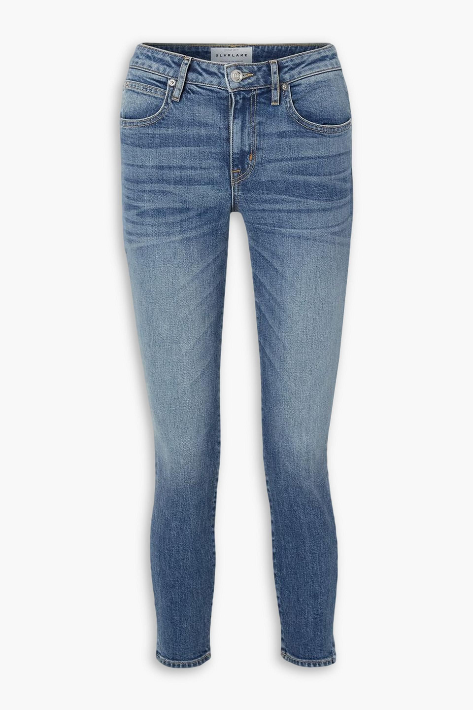 Slvrlake Lou Lou Cropped Mid-rise Slim-leg Jeans In Mid Denim