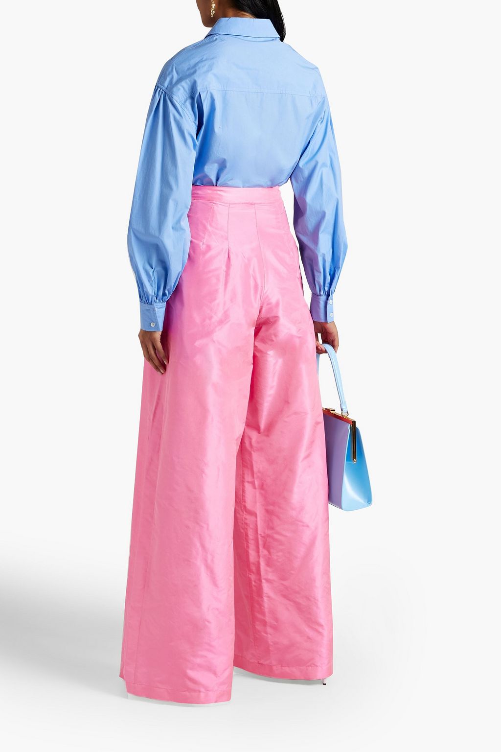 OSCAR DE LA RENTA Pleated silk-taffeta wide-leg pants