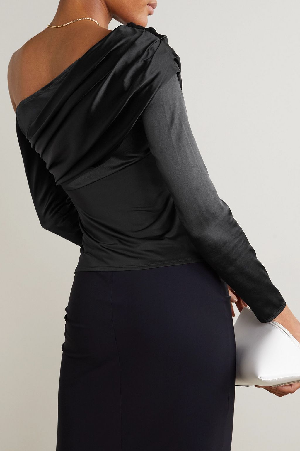 L'AGENCE Sharma draped stretch-silk and jersey top