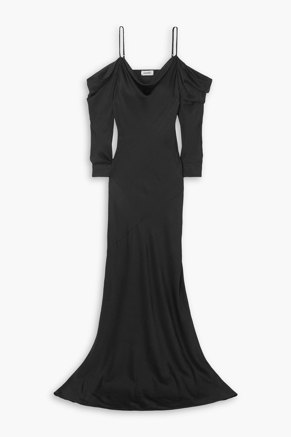 L AGENCE JUNIPER COLD-SHOULDER DRAPED SATIN MAXI DRESS