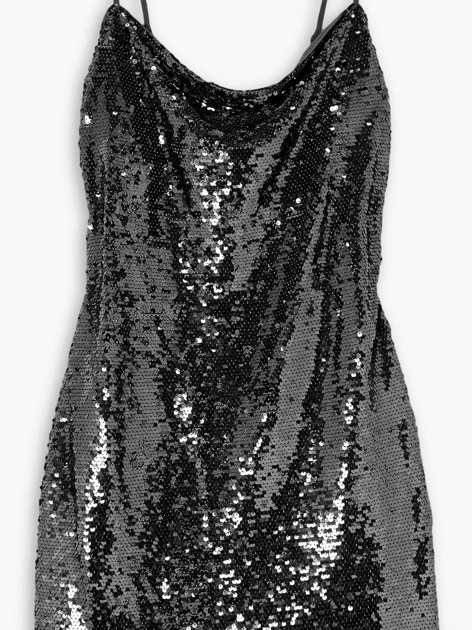 nyla draped sequined tulle dress