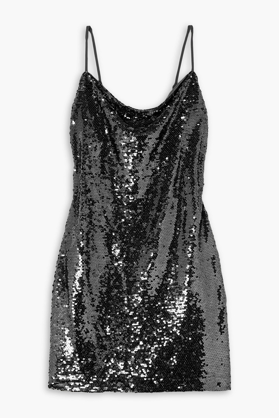 L AGENCE NYLA DRAPED SEQUINED TULLE DRESS