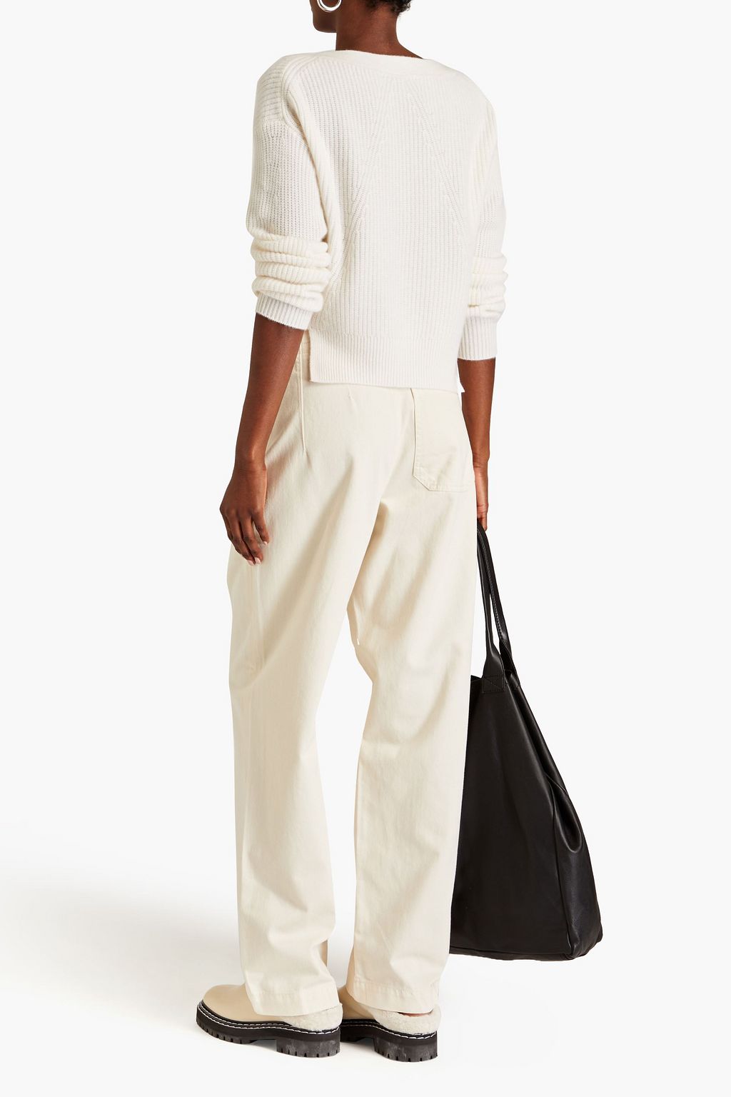 RAG & BONE جينز بأرجل واسعة وخصر عالٍ مزين بكسرات