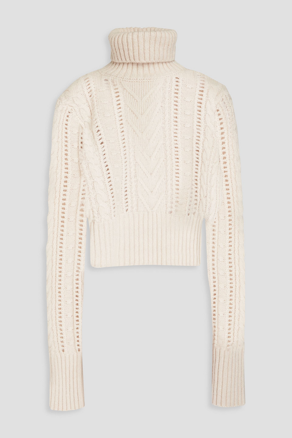 Shop Rag & Bone Elizabeth Cable-knit Wool, Cotton And Alpaca-blend Turtleneck Sweater In Ecru