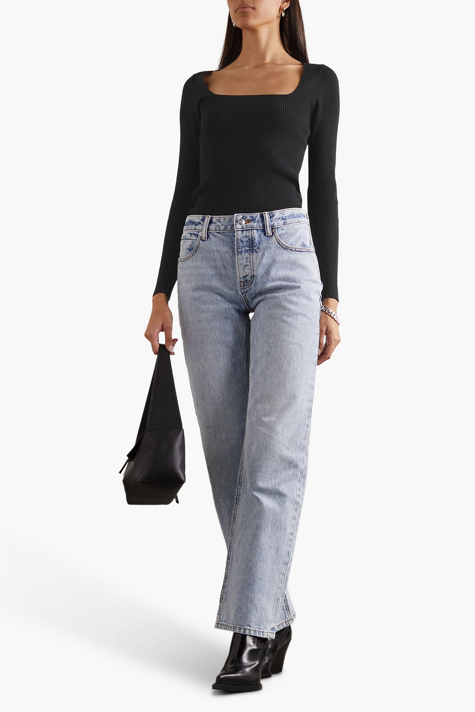 Shop Rag & Bone Asher Ribbed-knit Top In Black