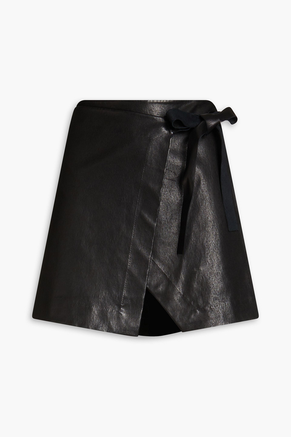 Rag & Bone James Leather Mini Wrap Skirt In Black