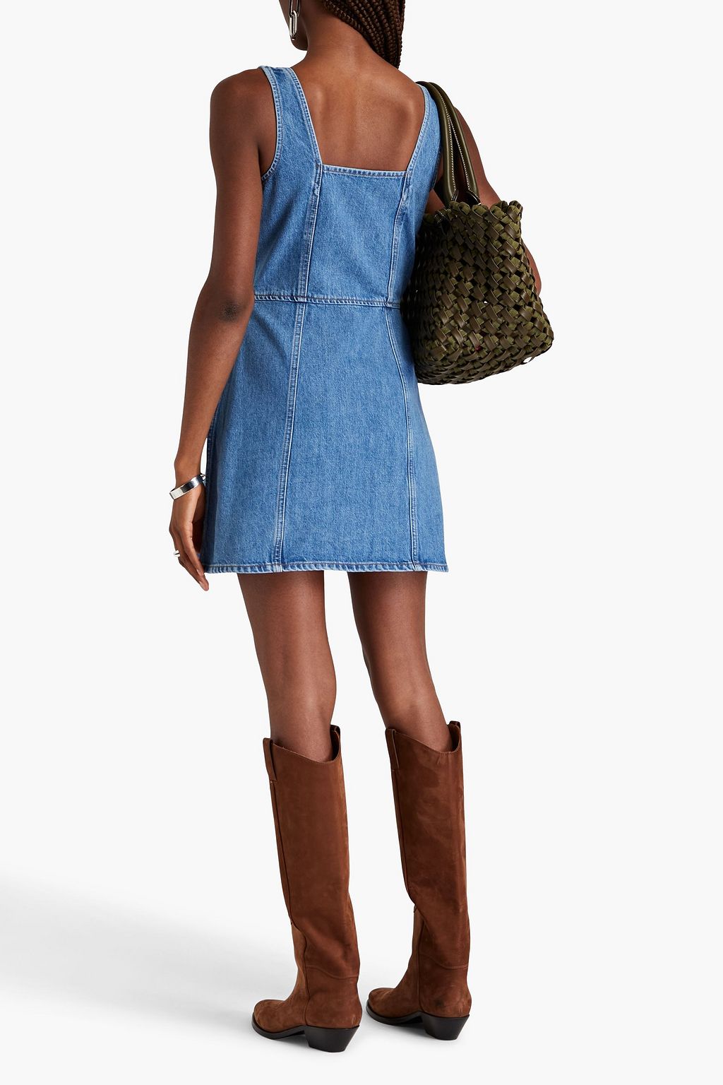 FRAME Faded denim mini dress