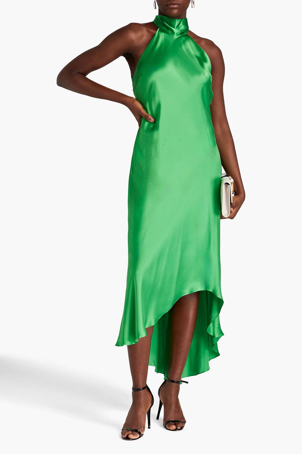 FRAME Silk-charmeuse halterneck maxi dress