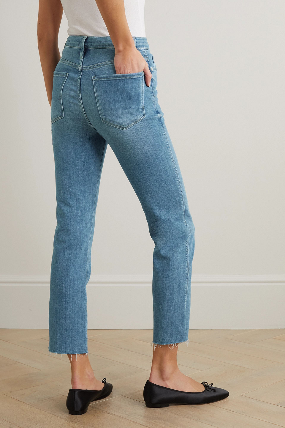 Frame Le Sylvie Cropped High-rise Skinny Jeans In Light Denim