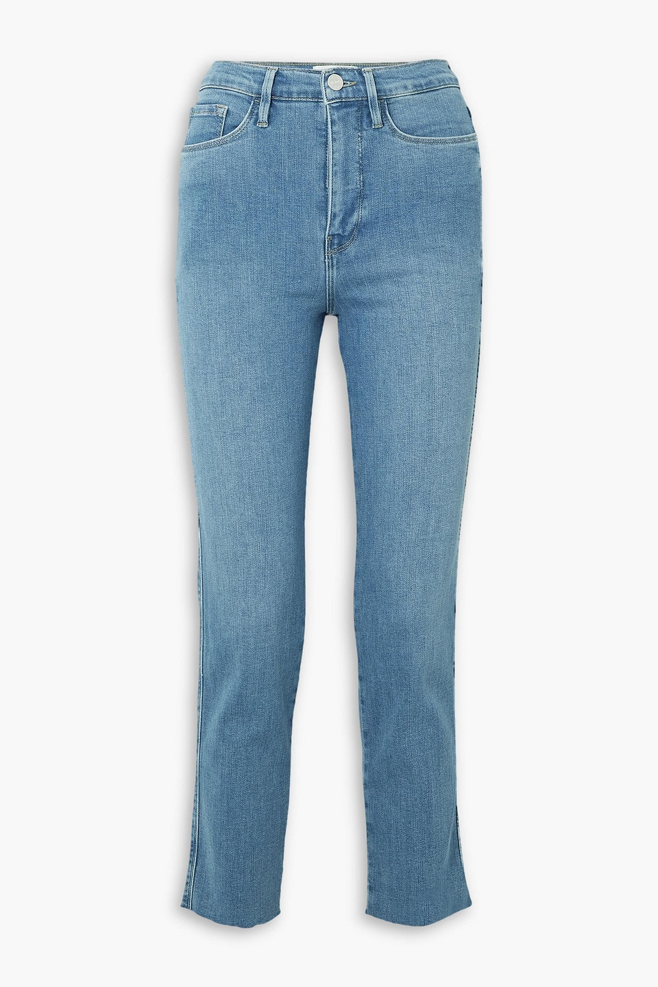 Frame Le Sylvie Cropped High-rise Skinny Jeans In Light Denim