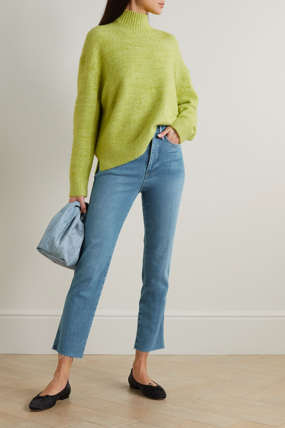 Frame Le Sylvie Cropped High-rise Skinny Jeans In Light Denim