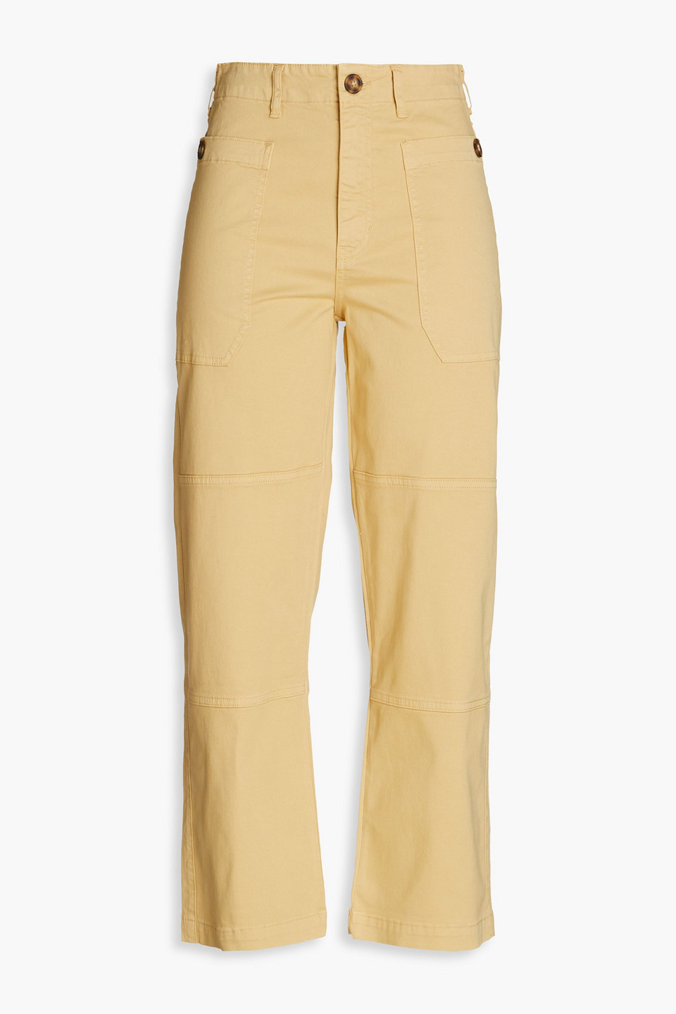 Frame High-rise Cropped Cargo Pants In Beige