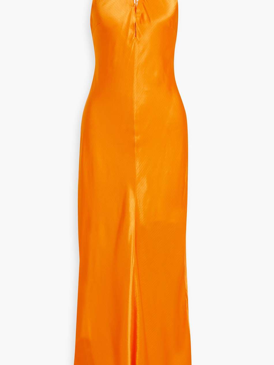 lace-up satin-jacquard maxi dress