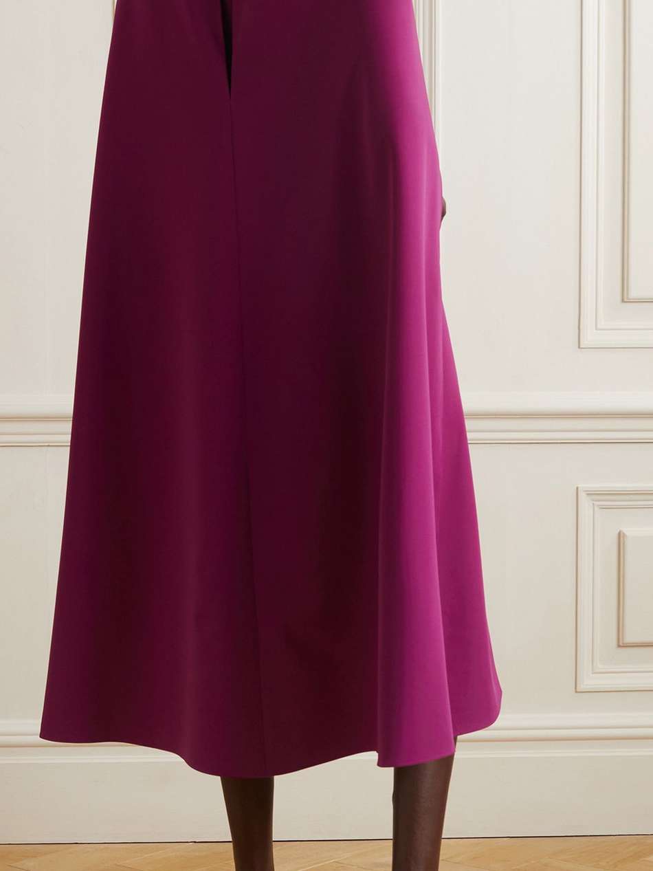 cape-effect twist-front stretch-crepe midi dress
