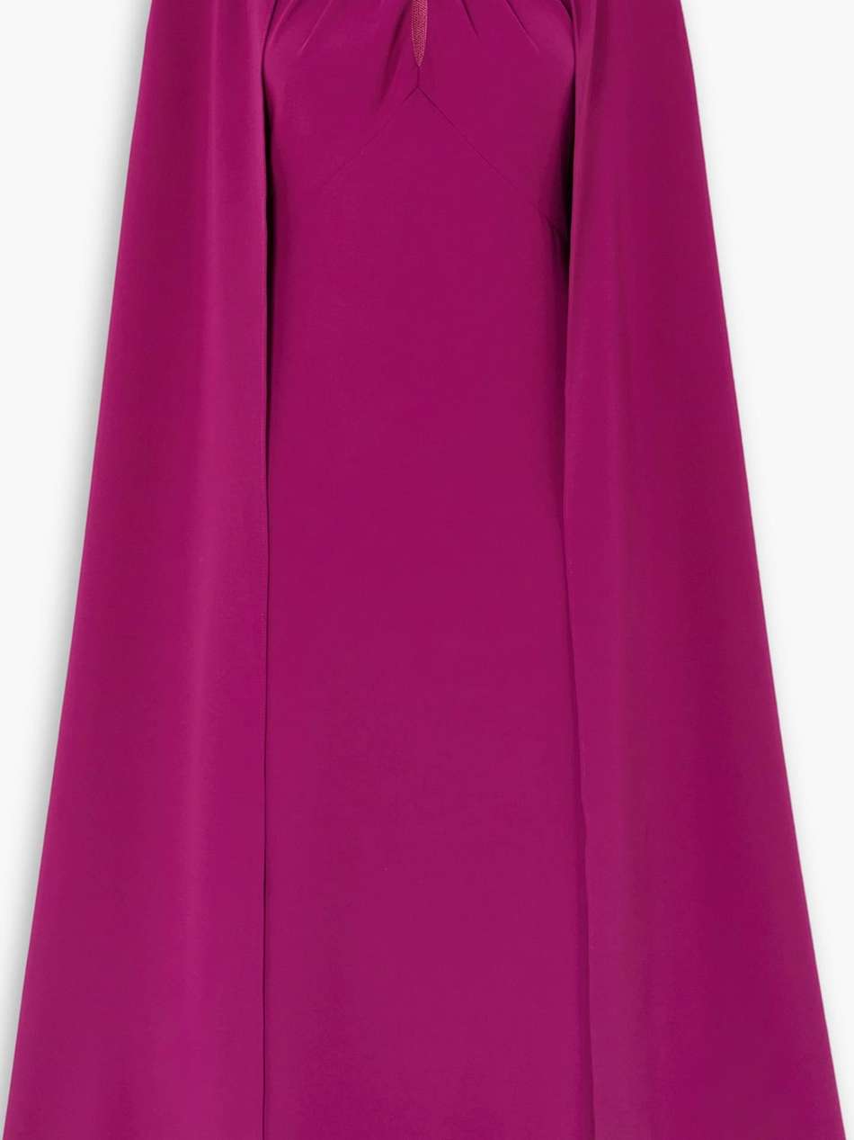 cape-effect twist-front stretch-crepe midi dress