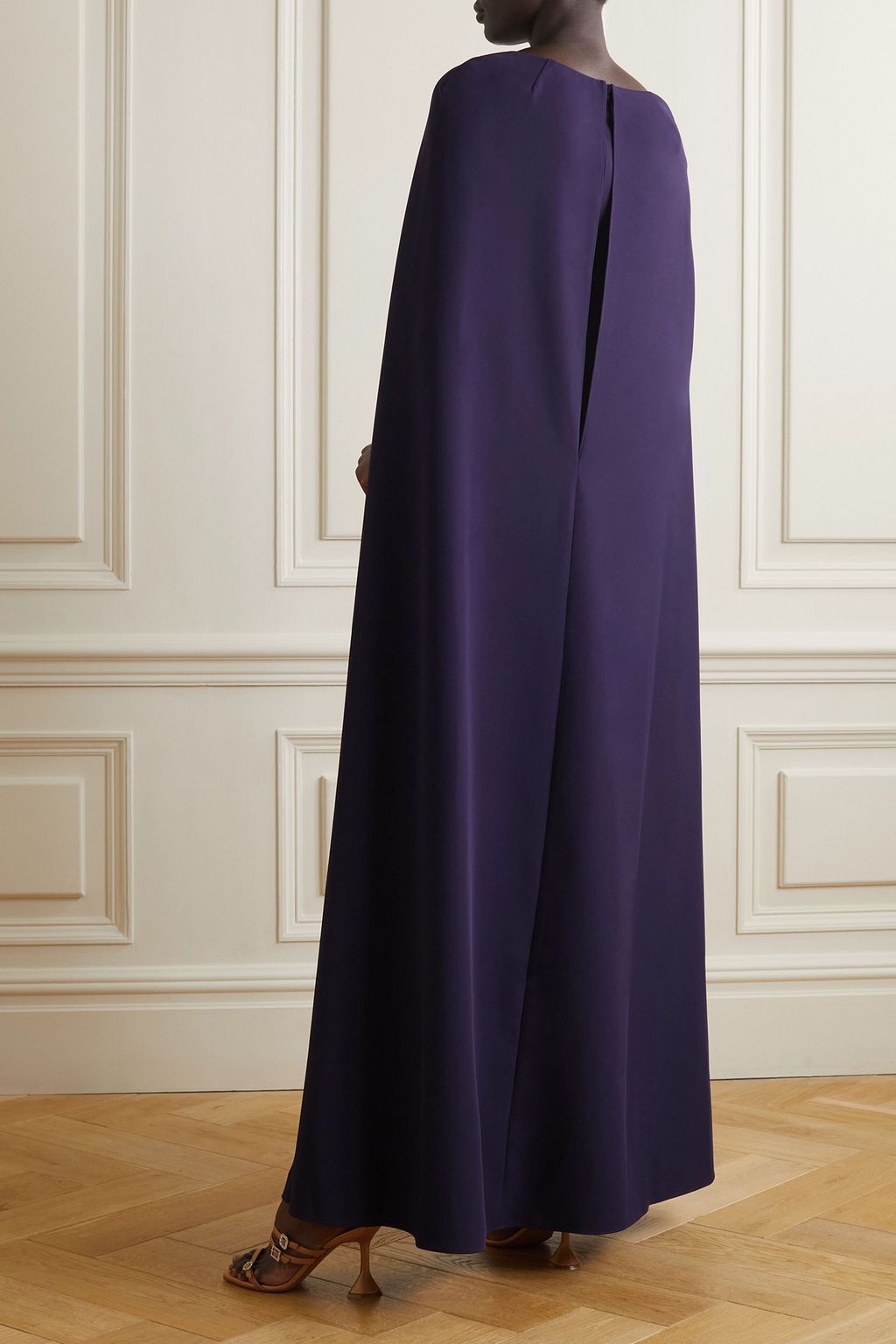 MARCHESA NOTTE Cape-effect stretch-crepe gown