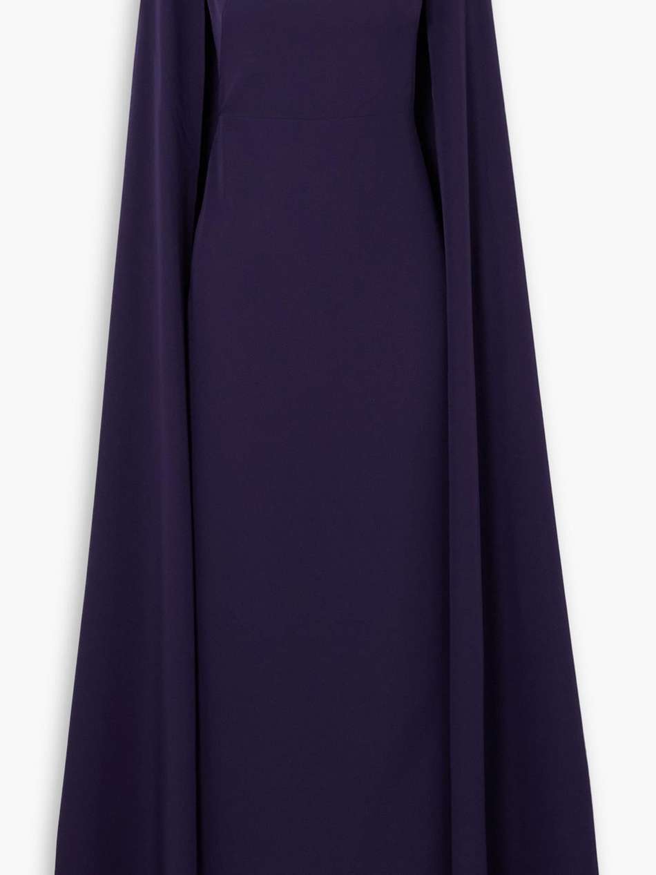 cape-effect stretch-crepe gown