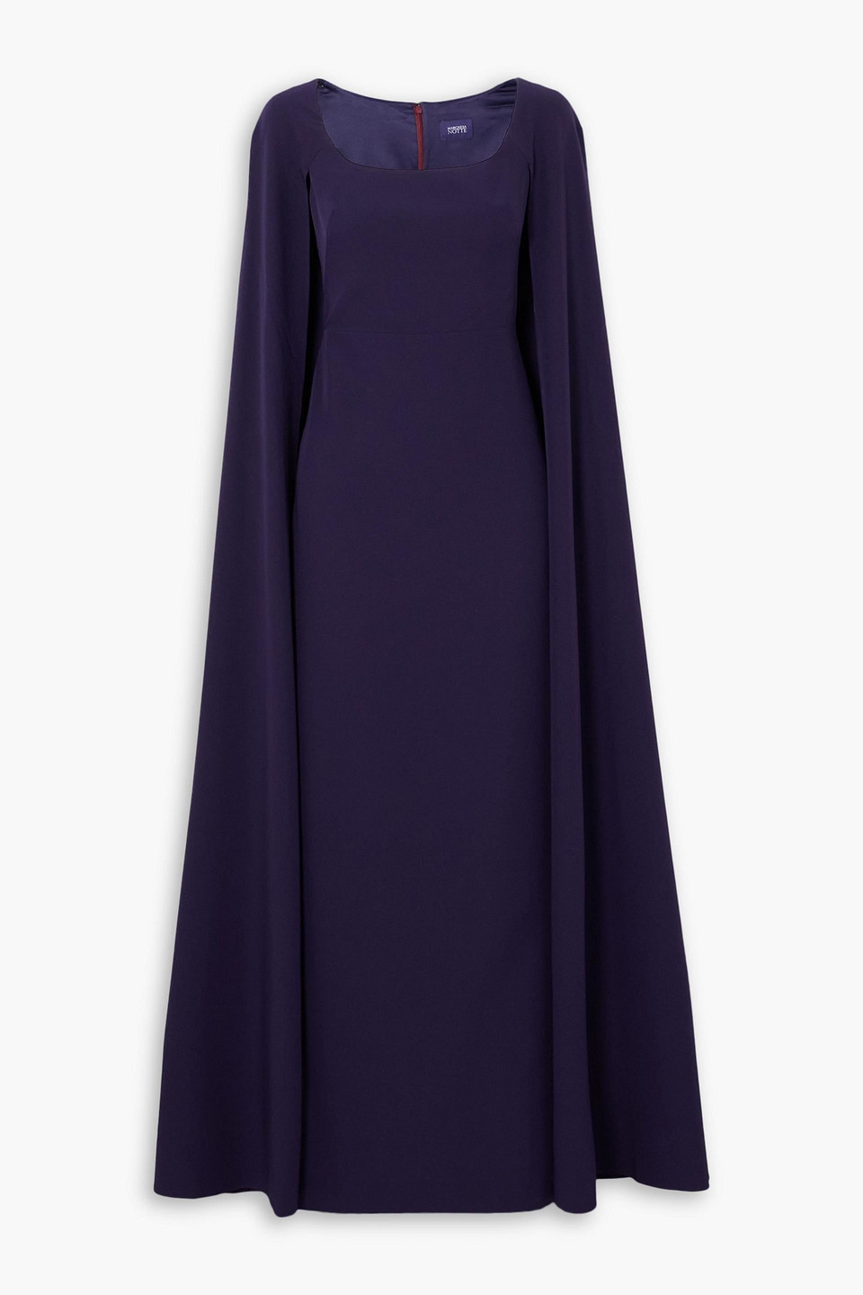 Marchesa Notte Cape-effect Stretch-crepe Gown In Navy