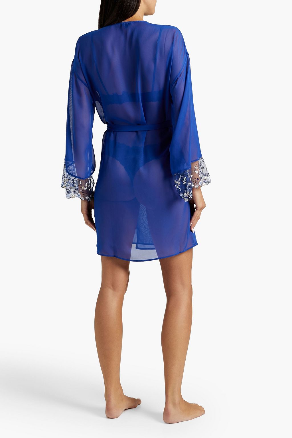 COSABELLA Belted lace-trimmed chiffon robe
