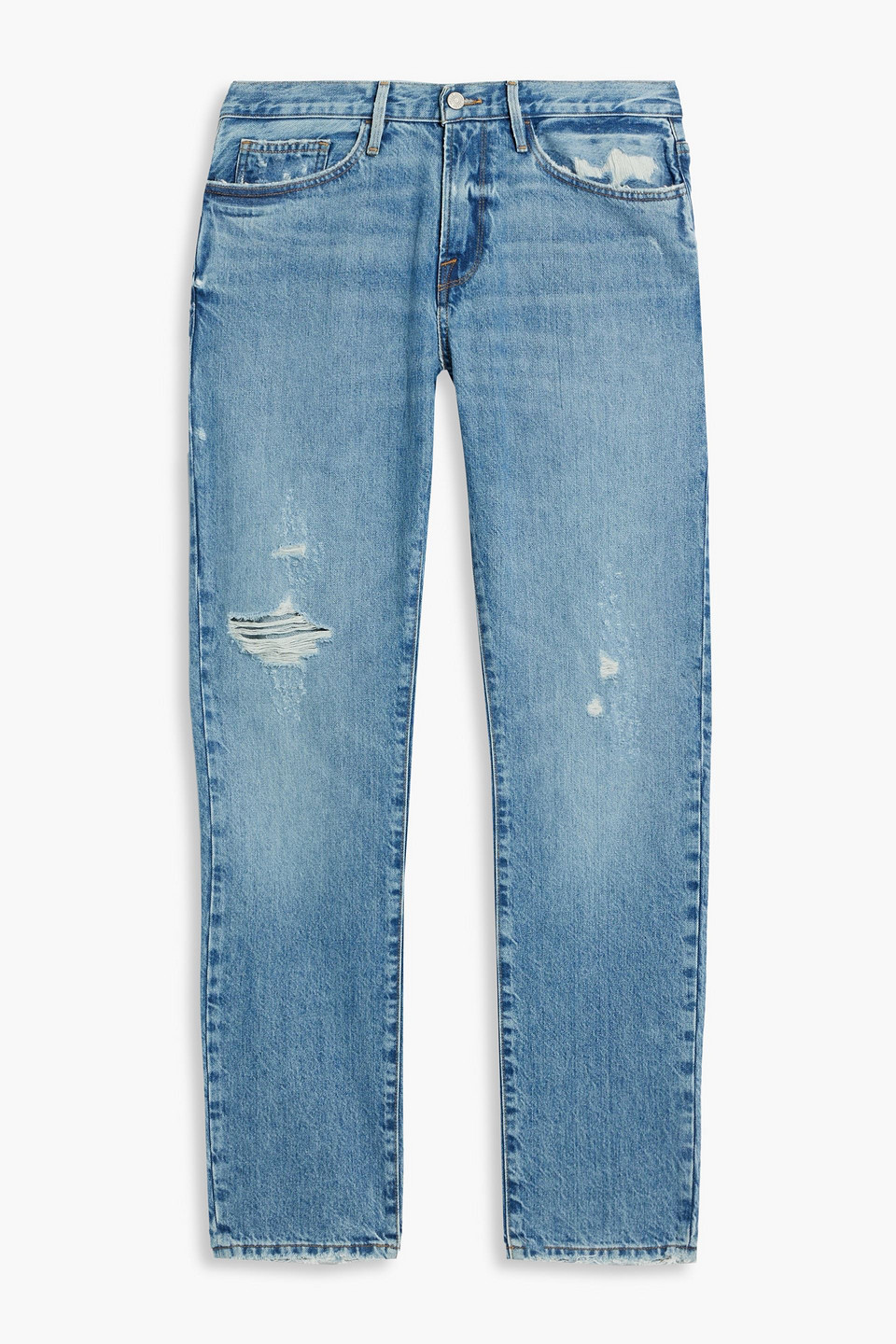 Frame L'homme Slim-fit Distressed Denim Jeans In Light Denim