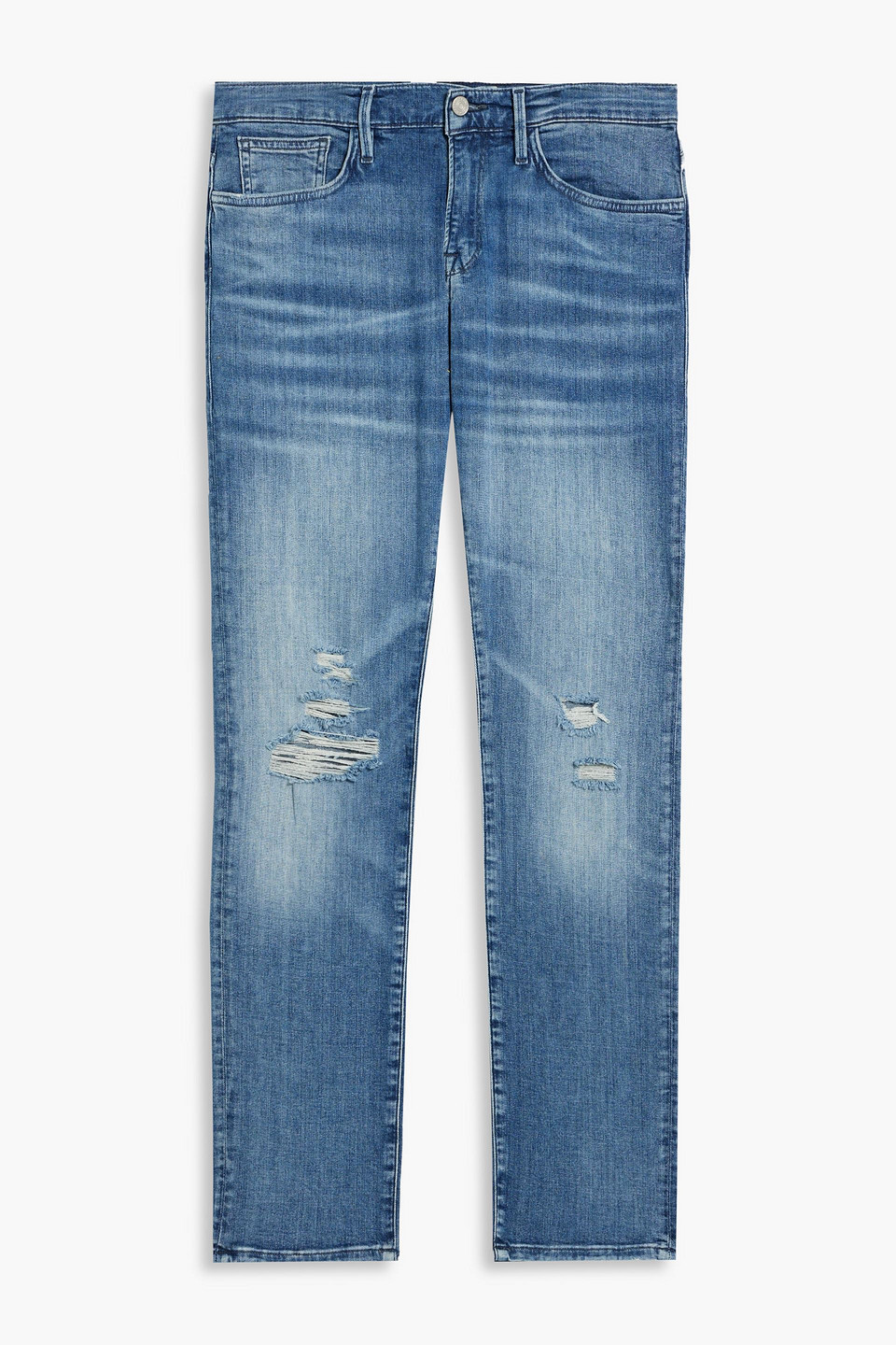 Frame L'homme Slim-fit Distressed Denim Jeans In Mid Denim