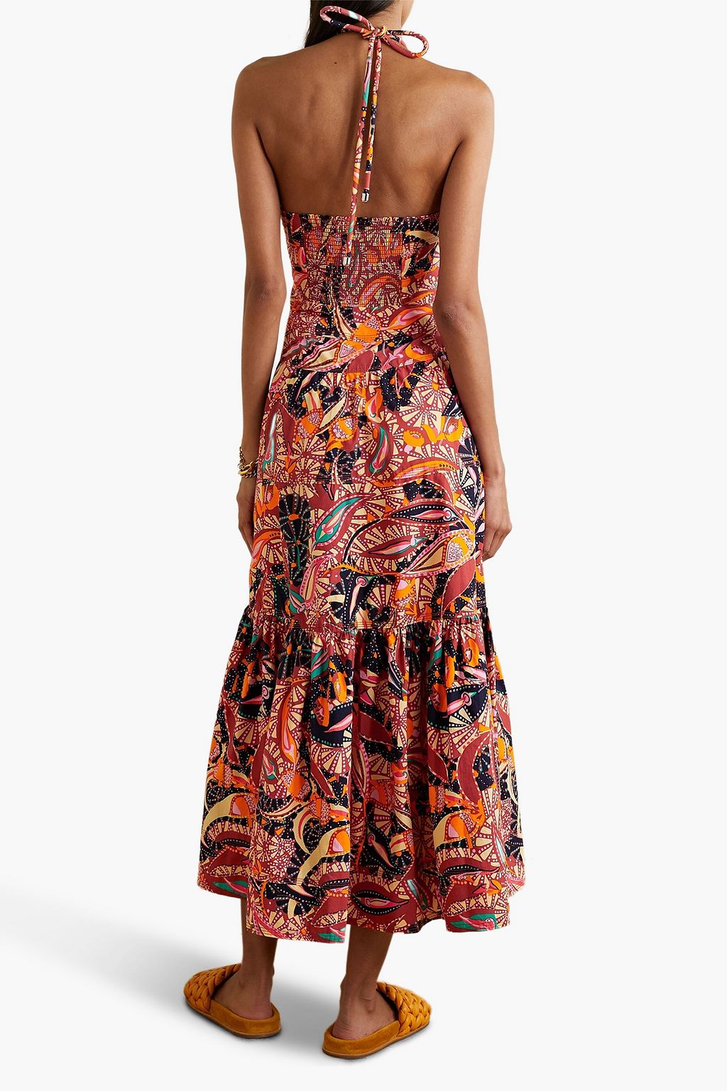 A.L.C. Adelle tiered printed cotton-poplin halterneck maxi dress