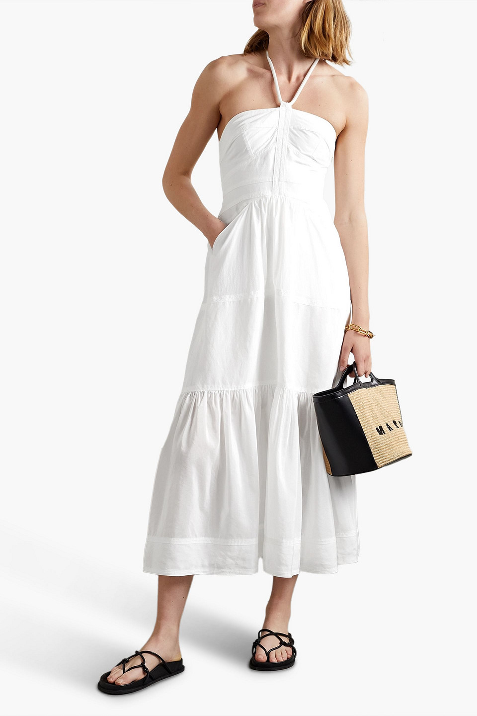 A.L.C ADELLE TIERED VOILE HALTERNECK MAXI DRESS 3074457345633545150