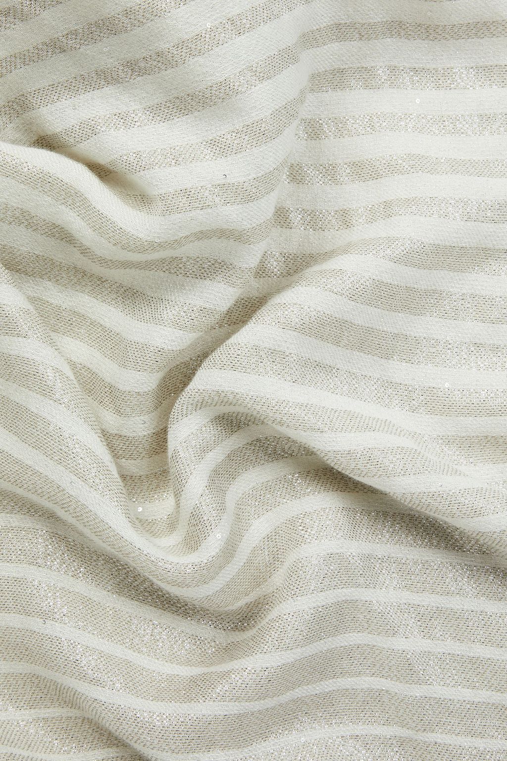 VALENTINO GARAVANI Frayed metallic striped cashmere-blend scarf