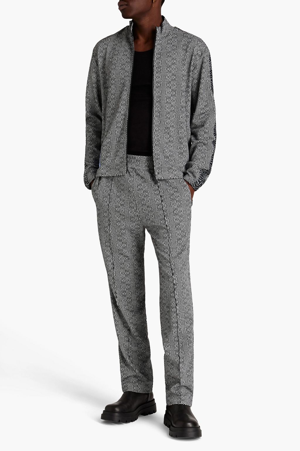 MCQ ALEXANDER MCQUEEN Appliquéd jacquard-knit zip-up jacket