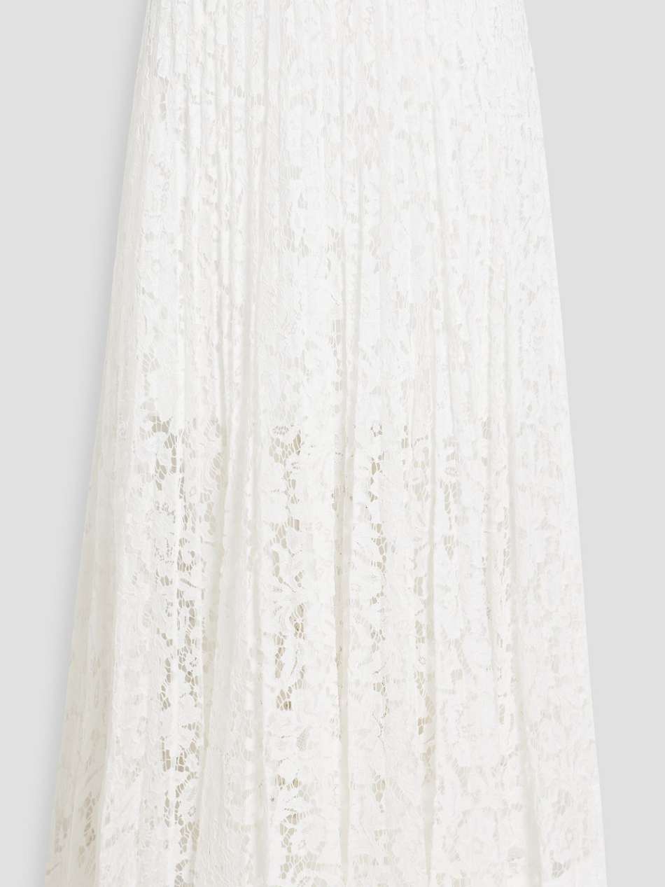 pleated corded lace midi skirt